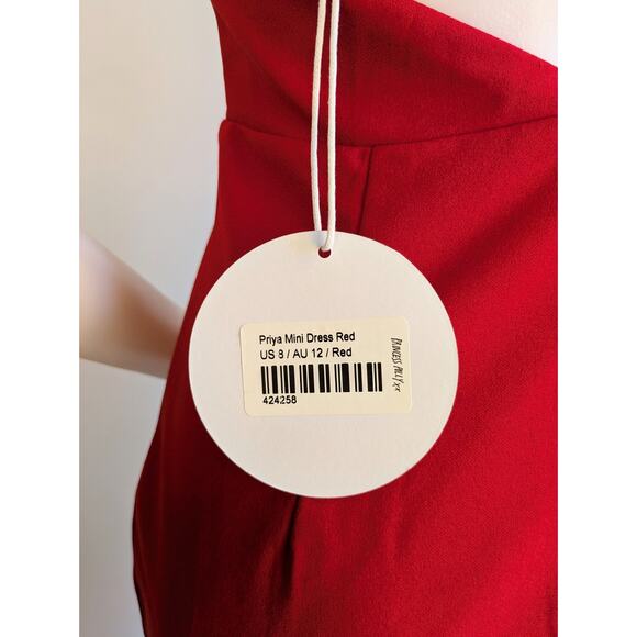 New Princess Polly Priya Red Sheath Minidress One Shoulder Open Back Baddie Sz 8 - Picture 8 of 11